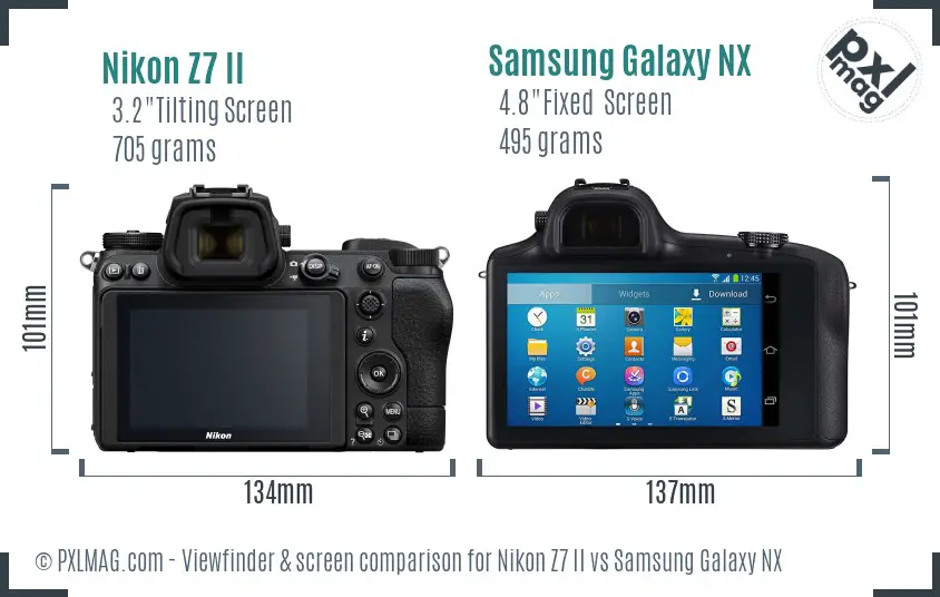 Nikon Z7 II vs Samsung Galaxy NX Screen and Viewfinder comparison