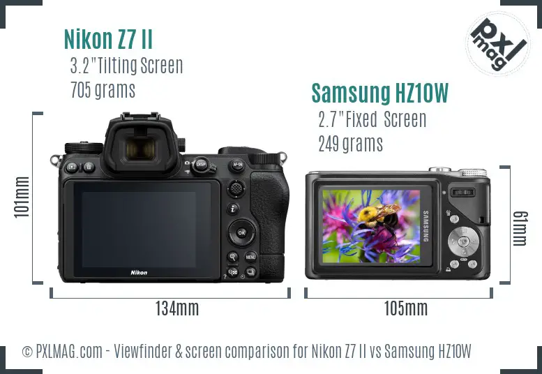 Nikon Z7 II vs Samsung HZ10W Screen and Viewfinder comparison