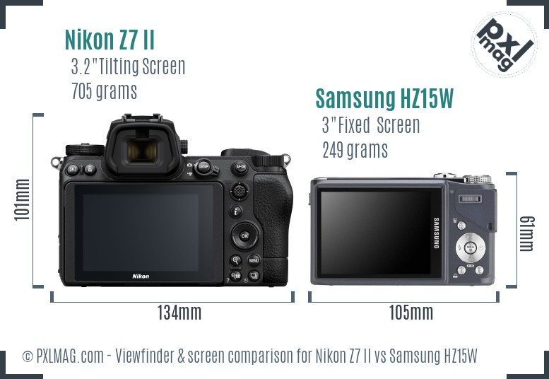 Nikon Z7 II vs Samsung HZ15W Screen and Viewfinder comparison