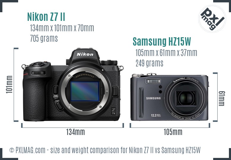 Nikon Z7 II vs Samsung HZ15W size comparison