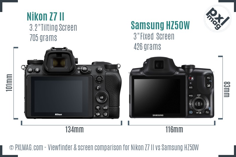 Nikon Z7 II vs Samsung HZ50W Screen and Viewfinder comparison