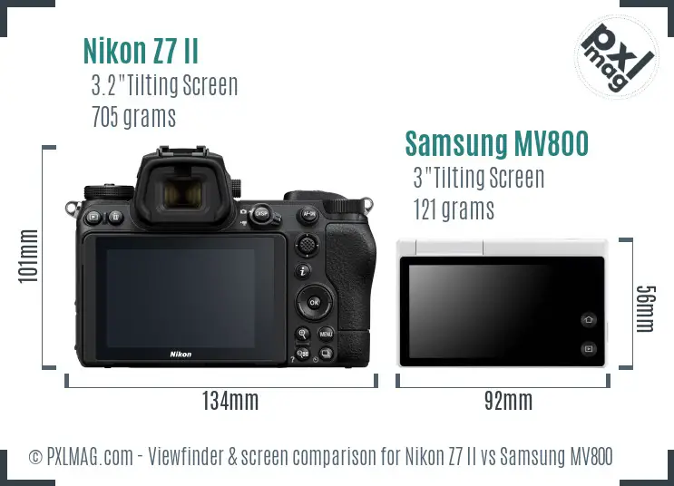Nikon Z7 II vs Samsung MV800 Screen and Viewfinder comparison