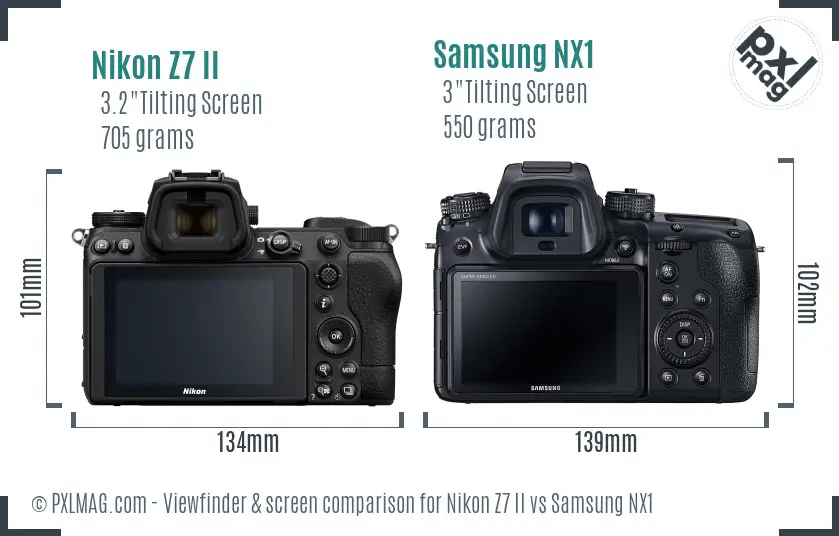 Nikon Z7 II vs Samsung NX1 Screen and Viewfinder comparison