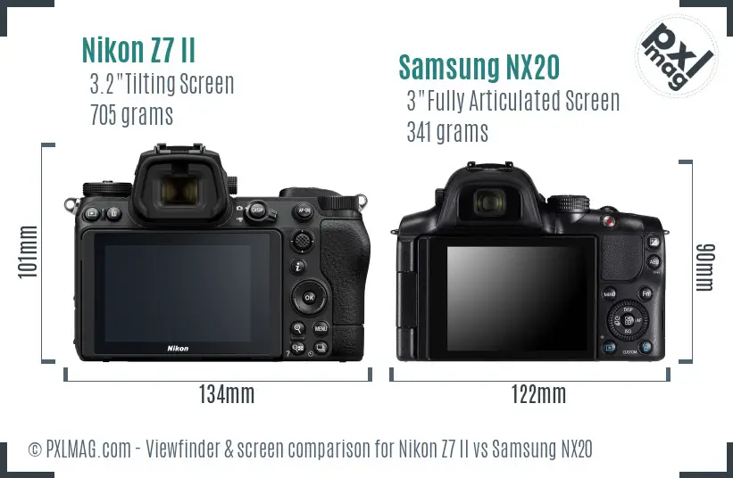 Nikon Z7 II vs Samsung NX20 Screen and Viewfinder comparison