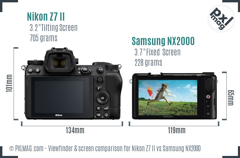 Nikon Z7 II vs Samsung NX2000 Screen and Viewfinder comparison