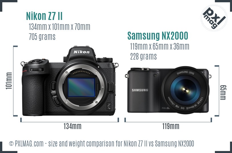 Nikon Z7 II vs Samsung NX2000 size comparison Nikon Z7 II vs Samsung NX2000 size comparison