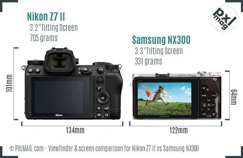 Nikon Z7 II vs Samsung NX300 Screen and Viewfinder comparison