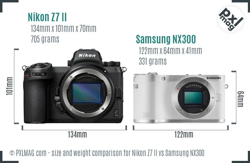 Nikon Z7 II vs Samsung NX300 size comparison