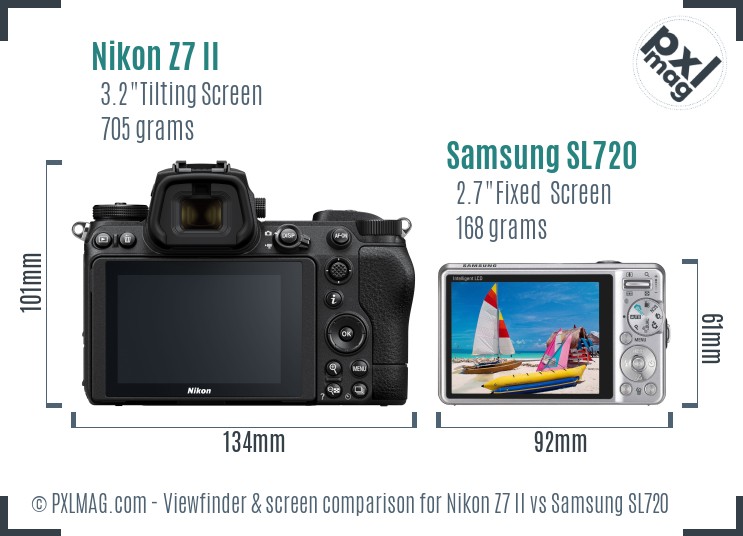 Nikon Z7 II vs Samsung SL720 Screen and Viewfinder comparison