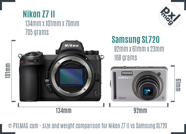 Nikon Z7 II vs Samsung SL720 size comparison Nikon Z7 II vs Samsung SL720 size comparison