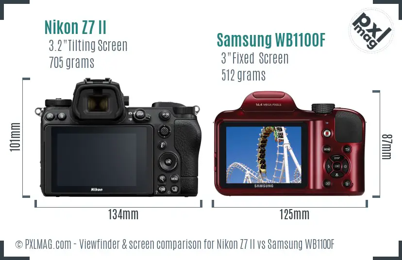 Nikon Z7 II vs Samsung WB1100F Screen and Viewfinder comparison
