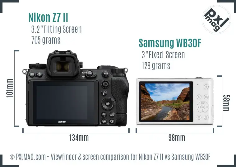 Nikon Z7 II vs Samsung WB30F Screen and Viewfinder comparison