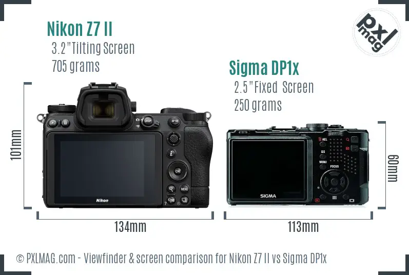 Nikon Z7 II vs Sigma DP1x Screen and Viewfinder comparison