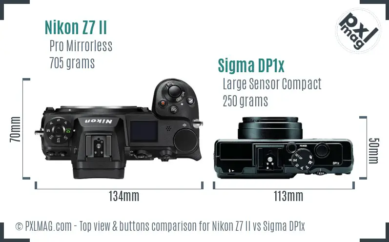 Nikon Z7 II vs Sigma DP1x top view buttons comparison
