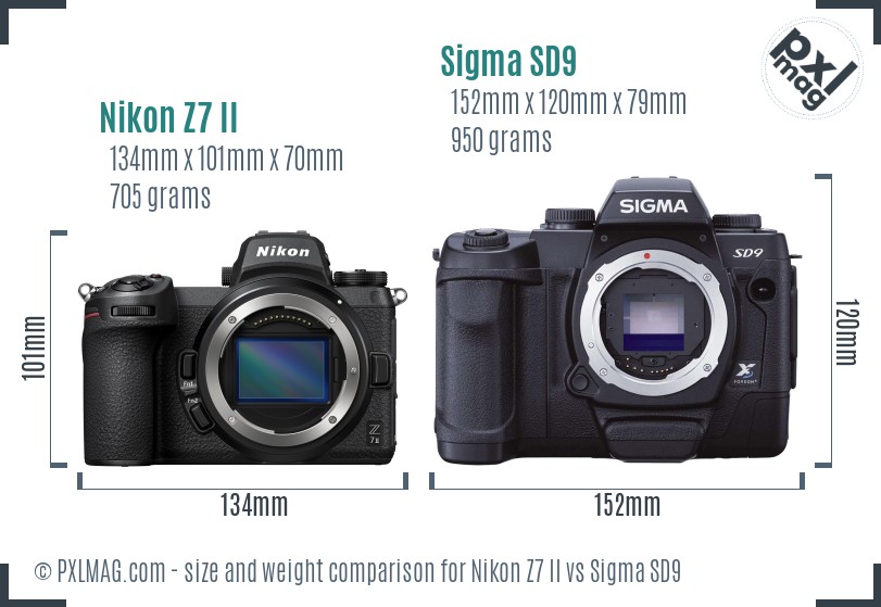 Nikon Z7 II vs Sigma SD9 size comparison