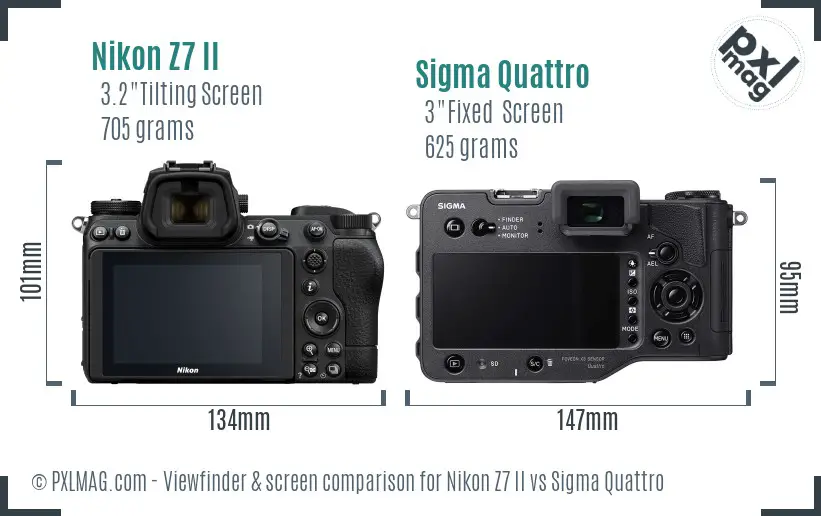 Nikon Z7 II vs Sigma Quattro Screen and Viewfinder comparison