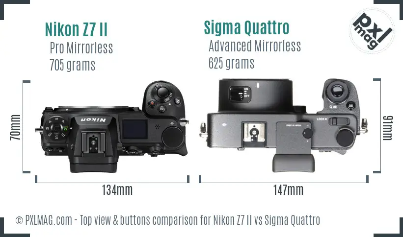 Nikon Z7 II vs Sigma Quattro top view buttons comparison