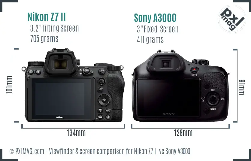 Nikon Z7 II vs Sony A3000 Screen and Viewfinder comparison Nikon Z7 II vs Sony A3000 Screen and Viewfinder comparison