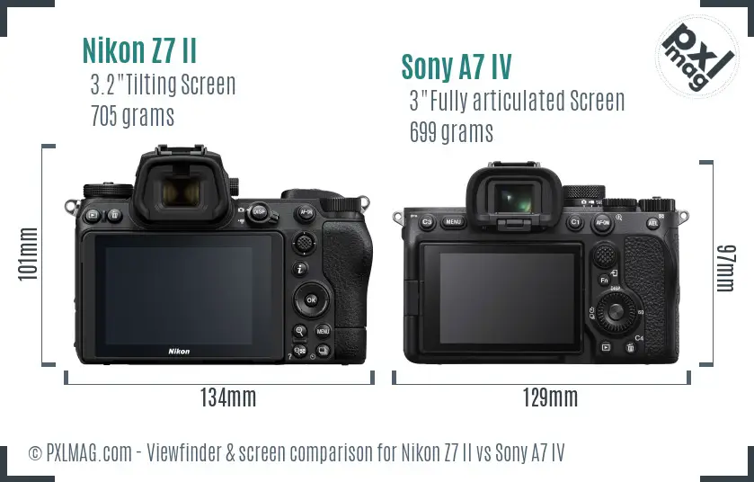 Nikon Z7 II vs Sony A7 IV Screen and Viewfinder comparison