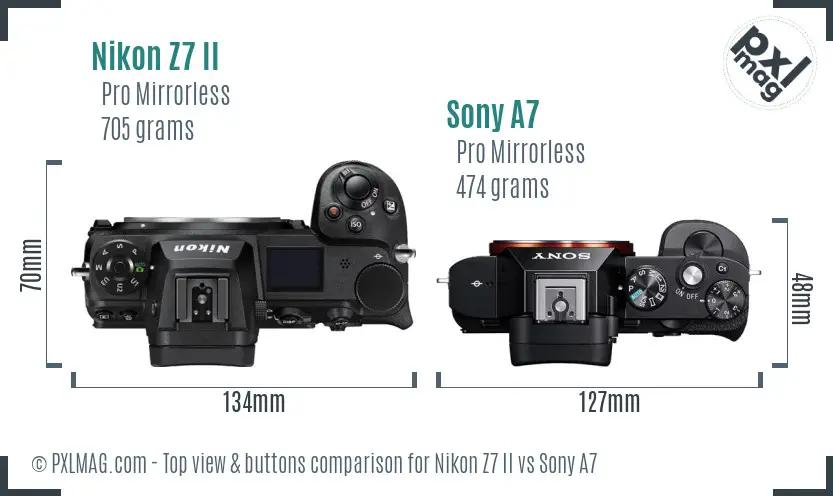 Nikon Z7 II vs Sony A7 top view buttons comparison