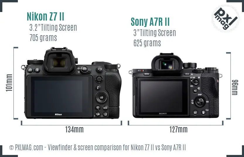 Nikon Z7 II vs Sony A7R II Screen and Viewfinder comparison