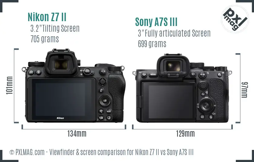 Nikon Z7 II vs Sony A7S III Screen and Viewfinder comparison