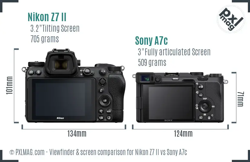 Nikon Z7 II vs Sony A7c Screen and Viewfinder comparison