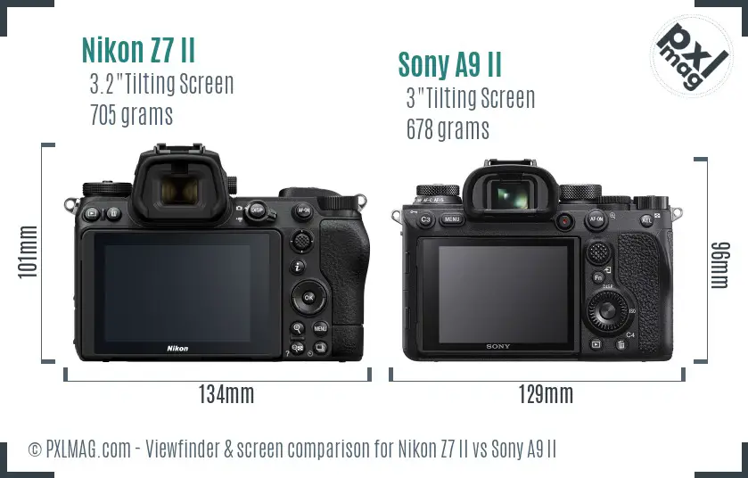 Nikon Z7 II vs Sony A9 II Screen and Viewfinder comparison