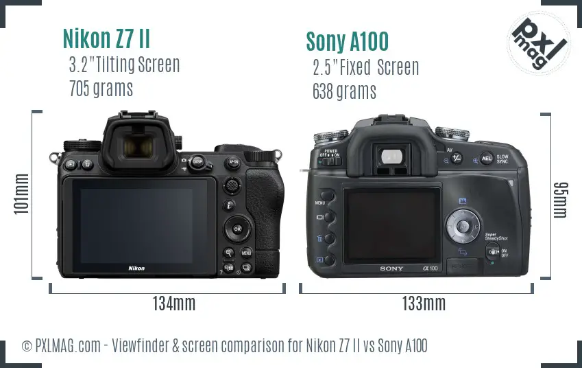 Nikon Z7 II vs Sony A100 Screen and Viewfinder comparison