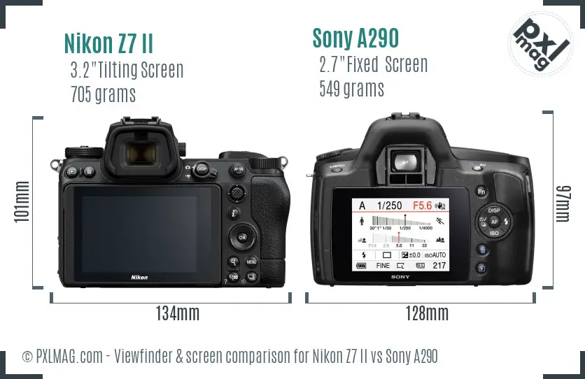 Nikon Z7 II vs Sony A290 Screen and Viewfinder comparison