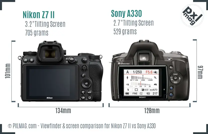 Nikon Z7 II vs Sony A330 Screen and Viewfinder comparison