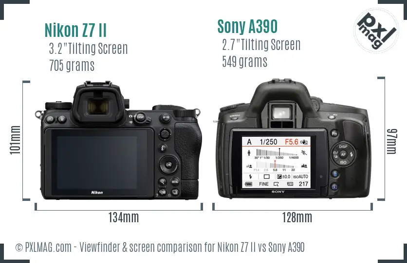 Nikon Z7 II vs Sony A390 Screen and Viewfinder comparison