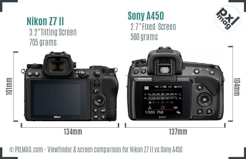 Nikon Z7 II vs Sony A450 Screen and Viewfinder comparison