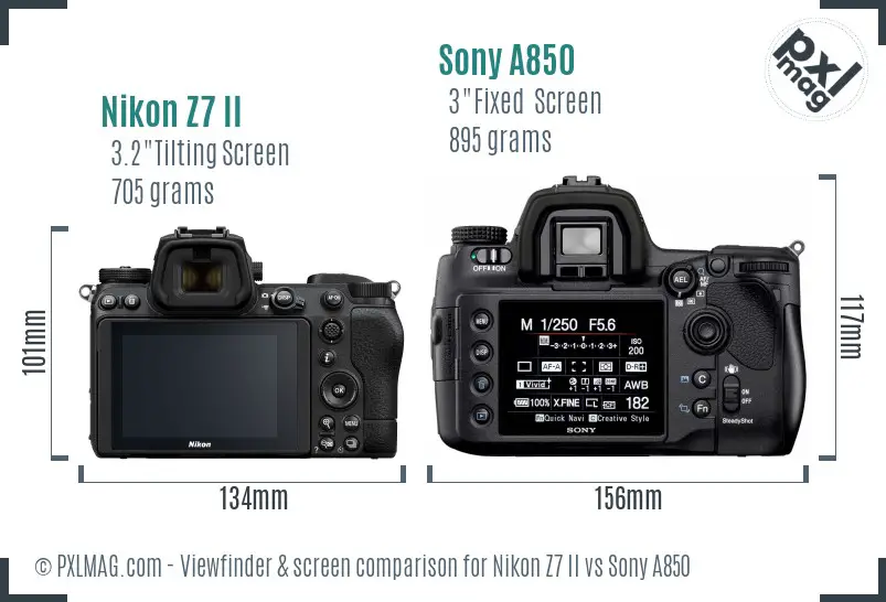 Nikon Z7 II vs Sony A850 Screen and Viewfinder comparison