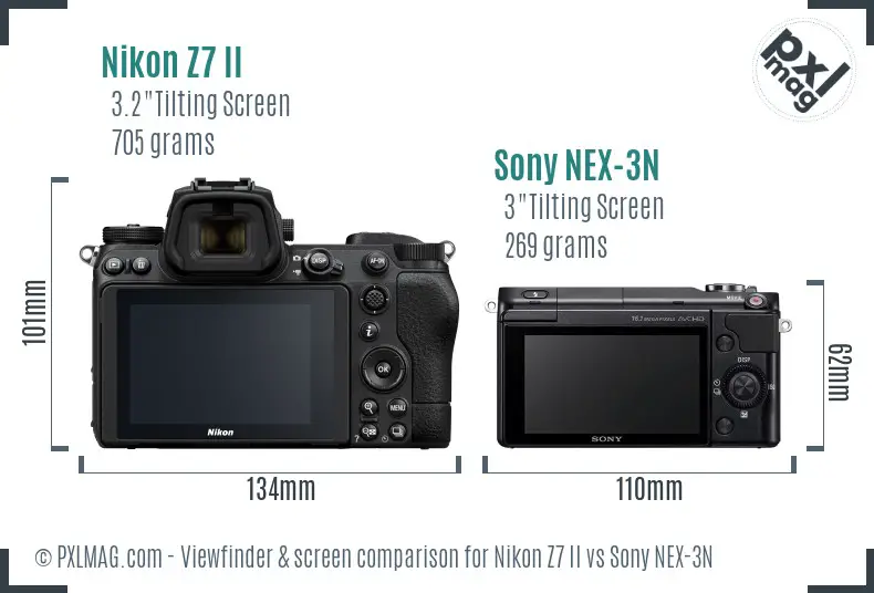 Nikon Z7 II vs Sony NEX-3N Screen and Viewfinder comparison