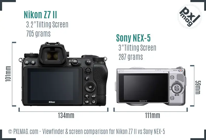 Nikon Z7 II vs Sony NEX-5 Screen and Viewfinder comparison