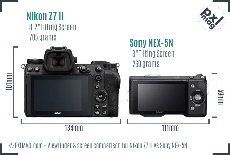 Nikon Z7 II vs Sony NEX-5N Screen and Viewfinder comparison