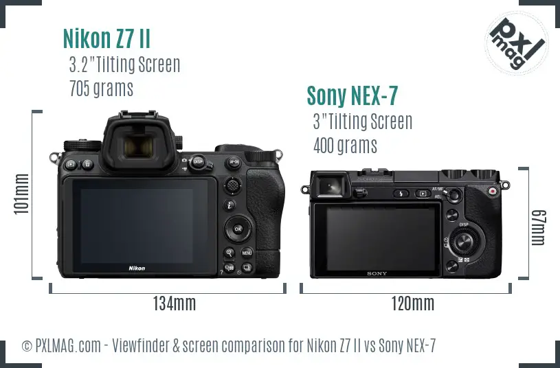Nikon Z7 II vs Sony NEX-7 Screen and Viewfinder comparison