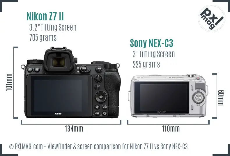 Nikon Z7 II vs Sony NEX-C3 Screen and Viewfinder comparison