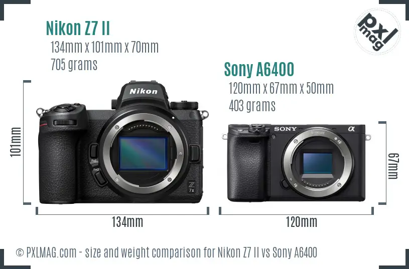Nikon Z7 II vs Sony A6400 size comparison