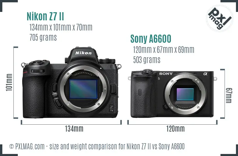 Nikon Z7 II vs Sony A6600 size comparison