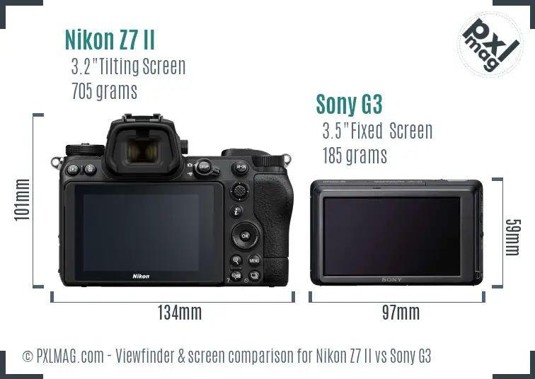 Nikon Z7 II vs Sony G3 Screen and Viewfinder comparison