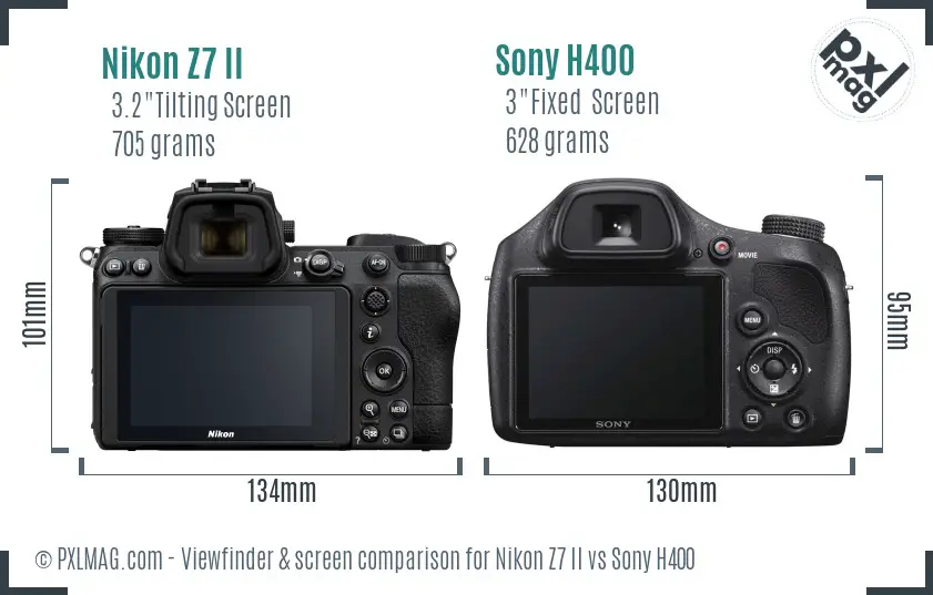 Nikon Z7 II vs Sony H400 Screen and Viewfinder comparison