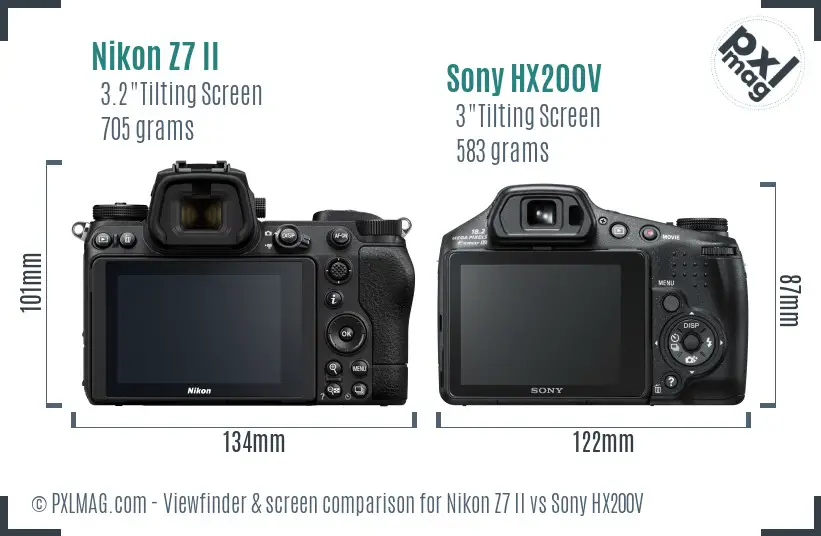 Nikon Z7 II vs Sony HX200V Screen and Viewfinder comparison