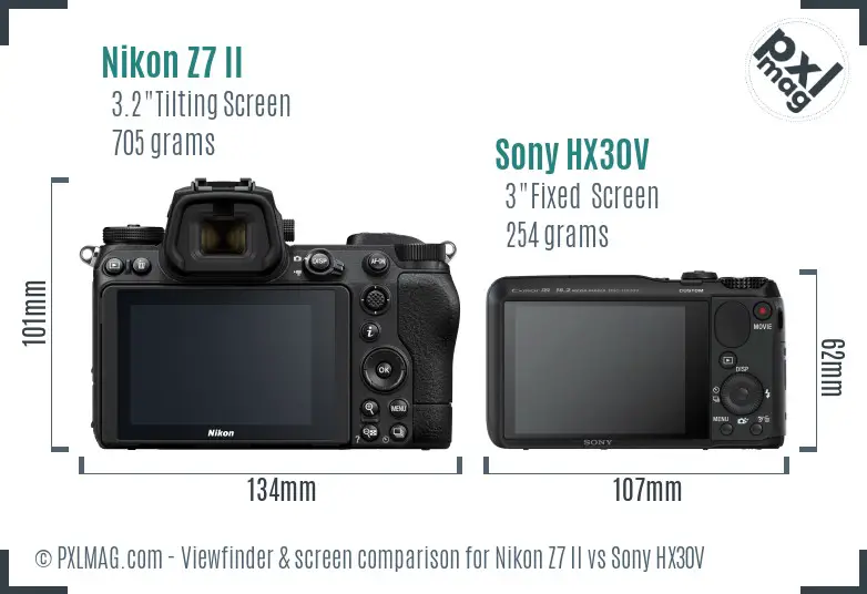 Nikon Z7 II vs Sony HX30V Screen and Viewfinder comparison