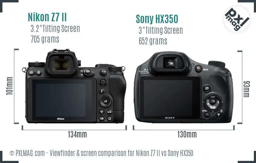Nikon Z7 II vs Sony HX350 Screen and Viewfinder comparison