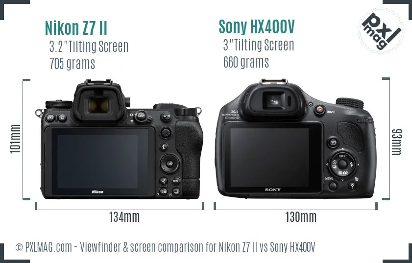 Nikon Z7 II vs Sony HX400V Screen and Viewfinder comparison