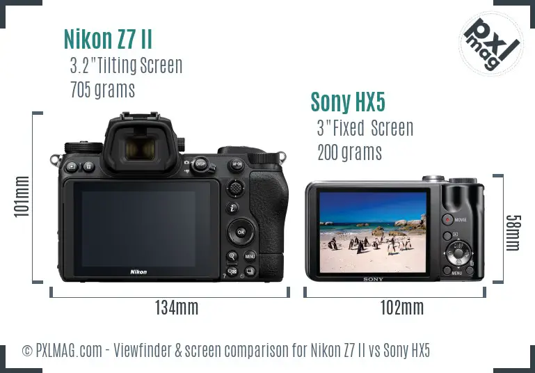 Nikon Z7 II vs Sony HX5 Screen and Viewfinder comparison