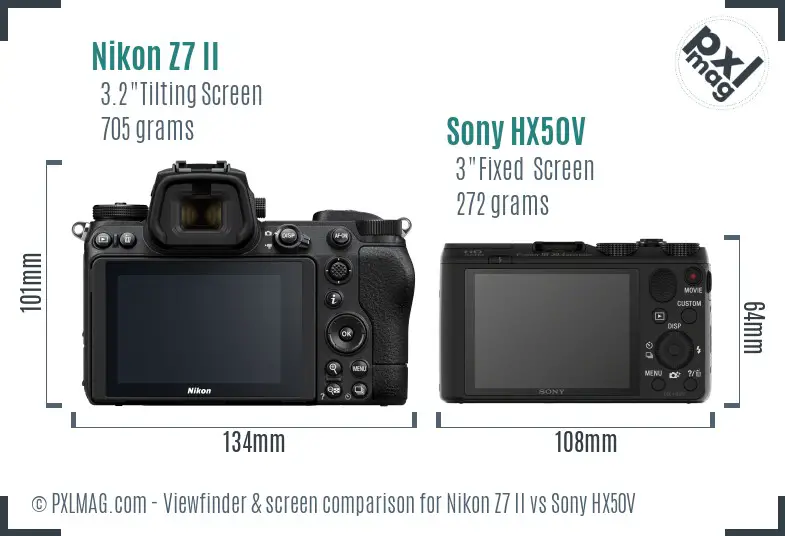 Nikon Z7 II vs Sony HX50V Screen and Viewfinder comparison