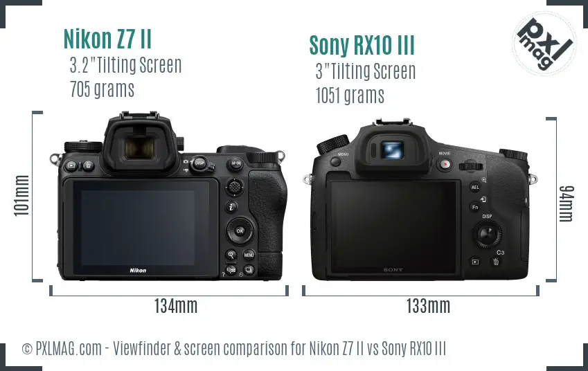 Nikon Z7 II vs Sony RX10 III Screen and Viewfinder comparison